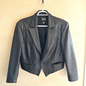 North American Frontier Black Lamb Leather Western Jacket Lambskin Mens Small S